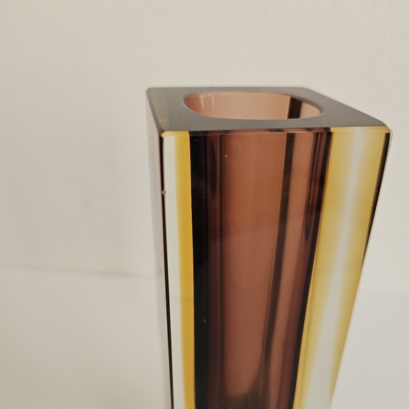 Column glass vase purple amber block Murano sommerso Luigi Onesto, Unmarked - Picture 8 of 9